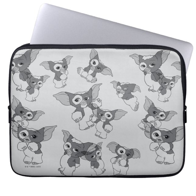 Gizmo | Zwart-wit patroon Laptop Sleeve (Voorkant)