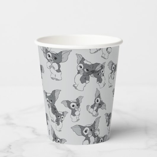 Gizmo | Zwart-wit patroon Papieren Bekers (Achterkant)