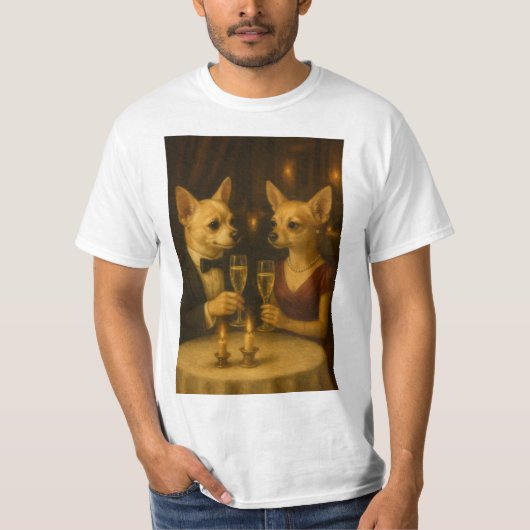 Gizmo's Romantic Dinner - Champagne & Love T-shirt (Voorkant)