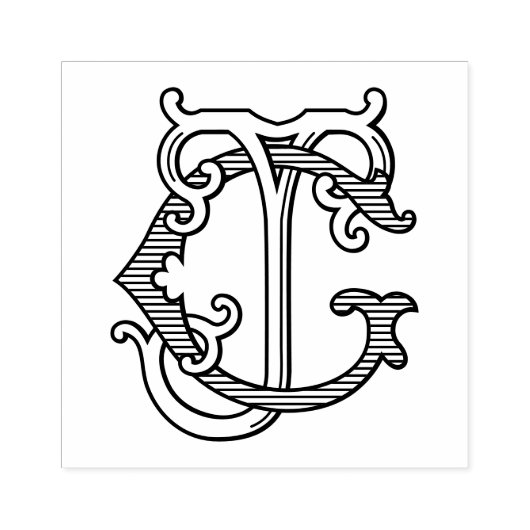 GJ Monogram JG Monogram Rubberinktstempel Rubberstempel (Afrduk)