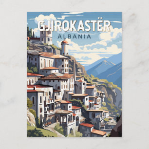 Gjirokaster Albanië Travel Art Vintage Briefkaart