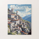 Gjirokaster Albanië Travel Art Vintage Legpuzzel<br><div class="desc">Gjirokastër retro vector reisontwerp. Het is gelegen in een vallei tussen het gebergte Gjerë en de Drino.</div>