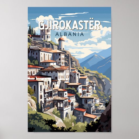 Gjirokaster Albanië Travel Art Vintage Poster (Voorkant)