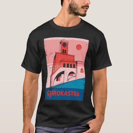 Gjirokastra Albania City Skyline Silhouette Outlin T-shirt (Voorkant)