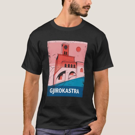 Gjirokastra Albania City Skyline Silhouette Outlin T-shirt (Voorkant)