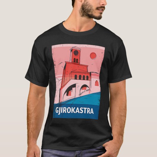 Gjirokastra Albania City Skyline Silhouette Outlin T-shirt (Voorkant)