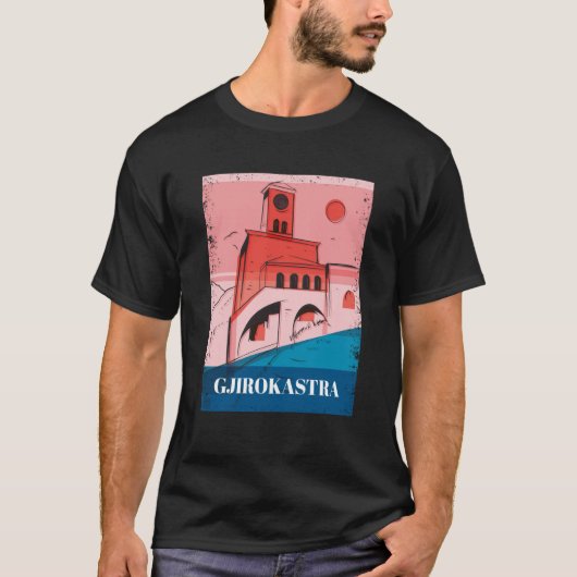 Gjirokastra Albania City Skyline Silhouette Outlin T-shirt (Voorkant)