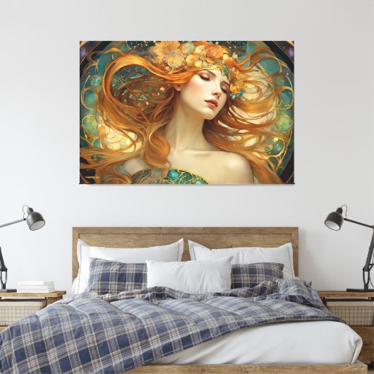 GK_24006, Art Nouveau stijl Canvas Afdruk (Insitu (Slaapkamer))