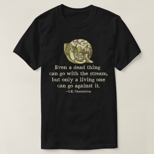 GK Chesterton Quote katholieke Humor Vist Mannen F T-shirt (Design voorkant)