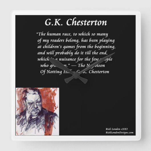 GK Chesterton Vierkante Wandklok (Voorkant)