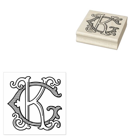 GK Monogram KG Monogram Rubber Ink Stamp Rubberstempel (Gestempeld)