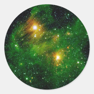 GL490 Groen Gaswolknevel - NASA ruimtefoto Ronde Sticker