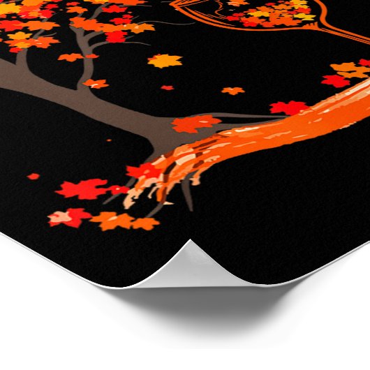 Gl Of Wine Maple Leaf Autumn Fall Funny Drink Wine Poster (Hoek)