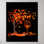 Gl Of Wine Maple Leaf Autumn Fall Funny Drink Wine Poster (Voorkant)