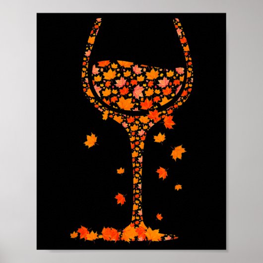 GL van Wine Maple Leaf Autumn Herfst Funny Drink W Poster (Voorkant)