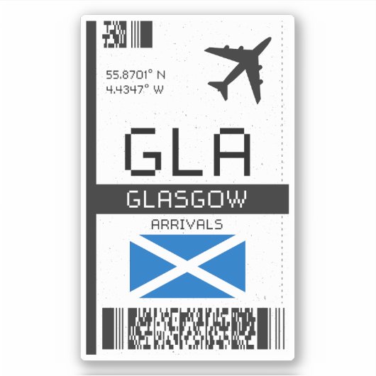 GLA Glasgow-instapkaart - Scotland Travel Sticker (Voorkant)