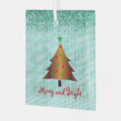 Gla van de hedendaagse gouden en rode kerstboom glas ornament (Voorkant links)