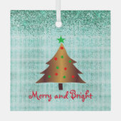 Gla van de hedendaagse gouden en rode kerstboom glas ornament (Voorkant)