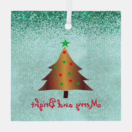 Gla van de hedendaagse gouden en rode kerstboom glas ornament (Achterkant)