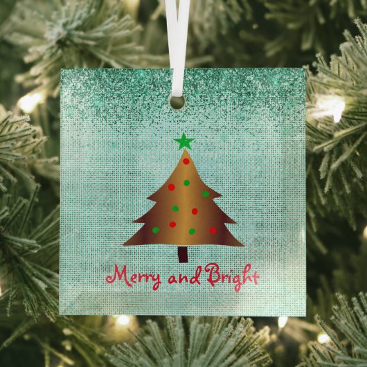 Gla van de hedendaagse gouden en rode kerstboom glas ornament (Insitu)