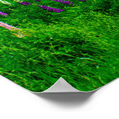 Glaciaal rotsblok in een lupine veld Poster (Hoek)