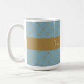  Glacial Blue Gold Quatrefoil, op maat gemaakt Koffiemok (Links)