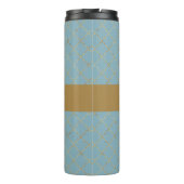  Glacial Blue Gold Quatrefoil, op maat gemaakt Thermosbeker (Achterkant)