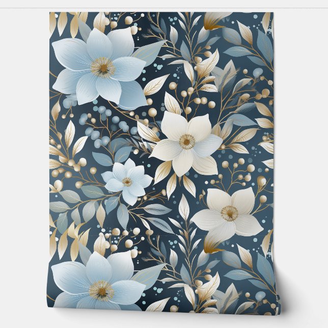 Glacial Garden Winter Botanical Behang (Afrollen)