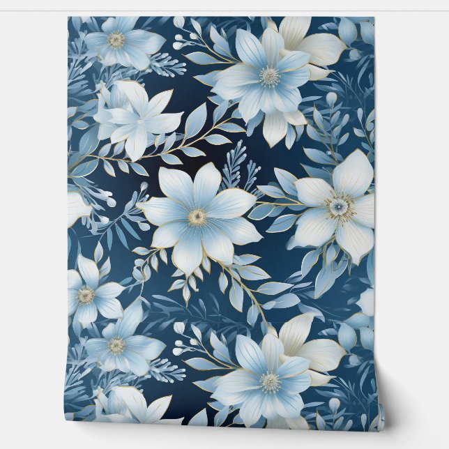 Glacial Garden Winter Botanical Behang (Afrollen)