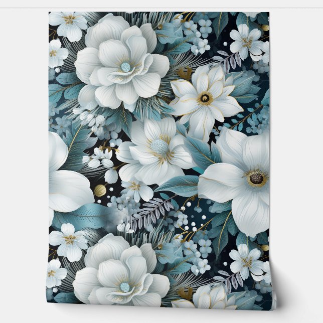 Glacial Garden Winter Botanical Behang (Afrollen)