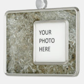 Glacial Ice Abstracte Natuur Textuur Verzilverd Omlijst Ornament (Links)