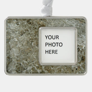 Glacial Ice Abstracte Natuur Textuur Verzilverd Omlijst Ornament