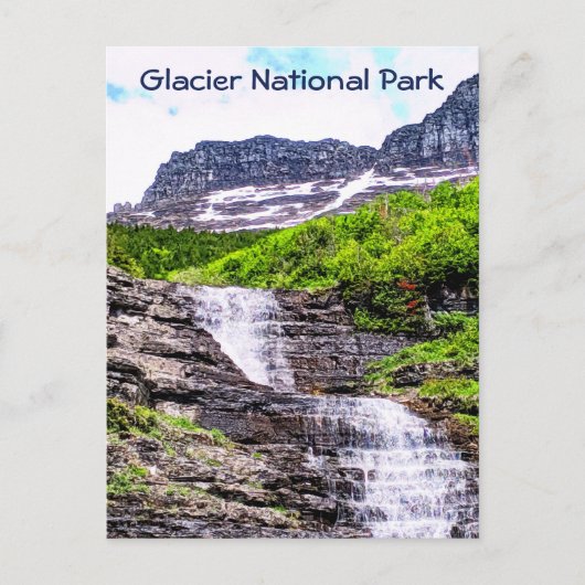Glacial Melt Waterfall Rush van Rocky Mountains Briefkaart (Voorkant)