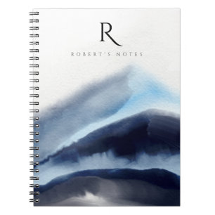 Glacial Waterverf Mountains Monogrammed schilderen Notitieboek