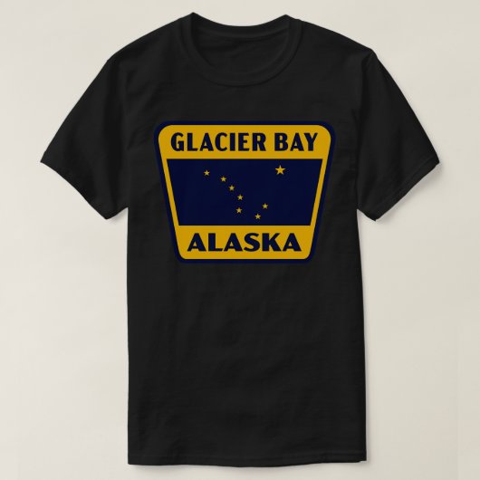 Glacier Bay Alaska Retro Badge Geel T-shirt (Design voorkant)