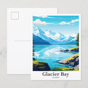 Glacier Bay Alaska Vintage Travel Illustratie Briefkaart