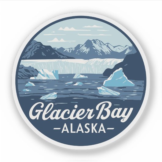Glacier Bay Alaska Vintage Travel Sticker (Voorkant)