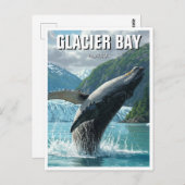 Glacier Bay Bultrug Whale Breaking Alaska Reizen Briefkaart (Voorkant / Achterkant)