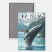 Glacier Bay Bultrug Whale Breaking Alaska Reizen Magneet (Voorkant / Achterkant)
