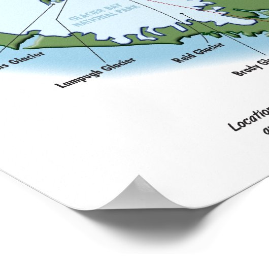 Glacier Bay Map afdrukken Poster (Hoek)