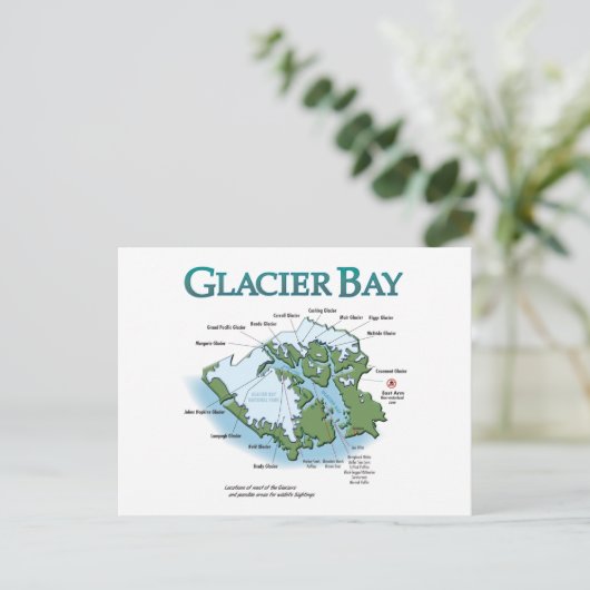 Glacier Bay Map Briefkaart (Staand voorkant)
