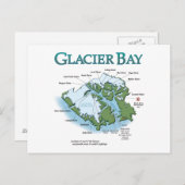 Glacier Bay Map Briefkaart (Voorkant / Achterkant)