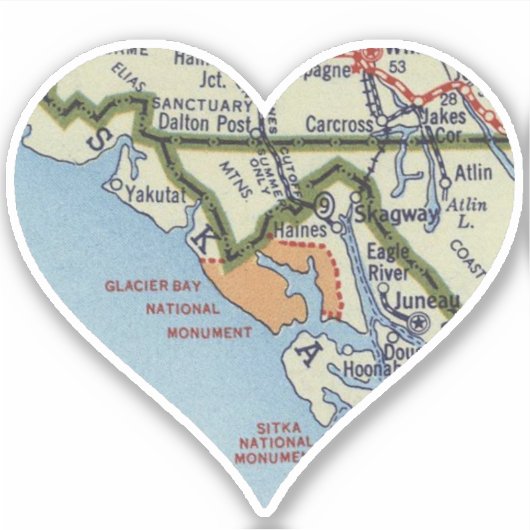 Glacier Bay National Monument  kaart Sticker (Voorkant)