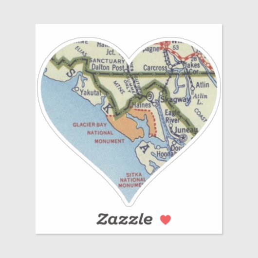 Glacier Bay National Monument  kaart Sticker (Vel)