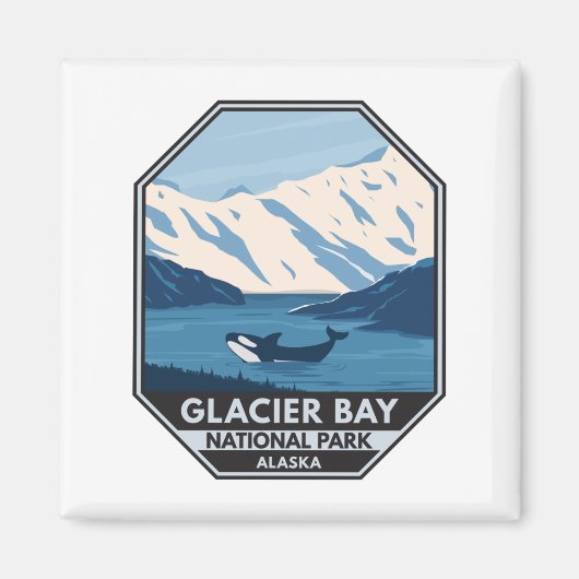 Glacier Bay National Park Alaska Orca Art  Magneet (Voorkant)