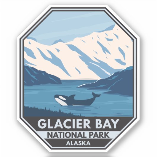 Glacier Bay National Park Alaska Orca Art  Sticker (Voorkant)