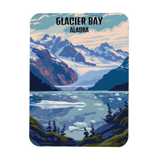 Glacier Bay National Park Alaska Vintage Reizen Magneet (Verticaal)