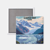 Glacier Bay National Park Alaska Vintage Reizen Magneet (Voorkant / Achterkant)