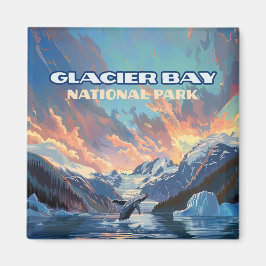 Glacier Bay National Park Alaska Whale Vintage Magneet