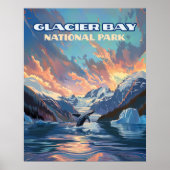 Glacier Bay National Park Alaska Whale Vintage Poster (Voorkant)